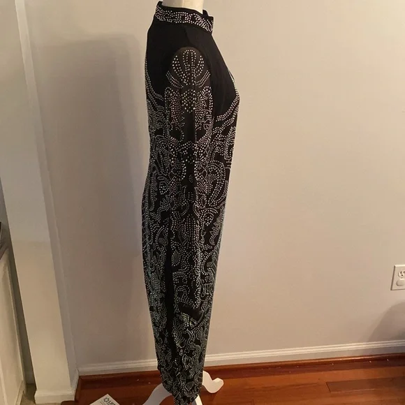 Fashion Nova 1XL black long dress with silver beads - Picture 4 of 13